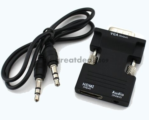 Adapter Converter 3.5mm 1080P HDMI Male To VGA Female Audio