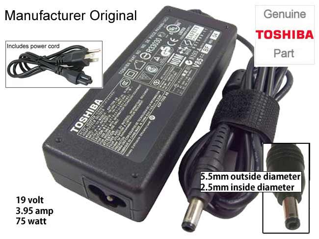 Genuine Toshiba Satellite L630 L635 75W AC Adapter