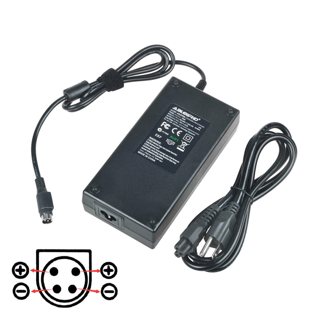 4-Pin AC Adapter Charger for Dell FSP150-AHAN1 LCD 9NA1350204 Power Cord Mains Co