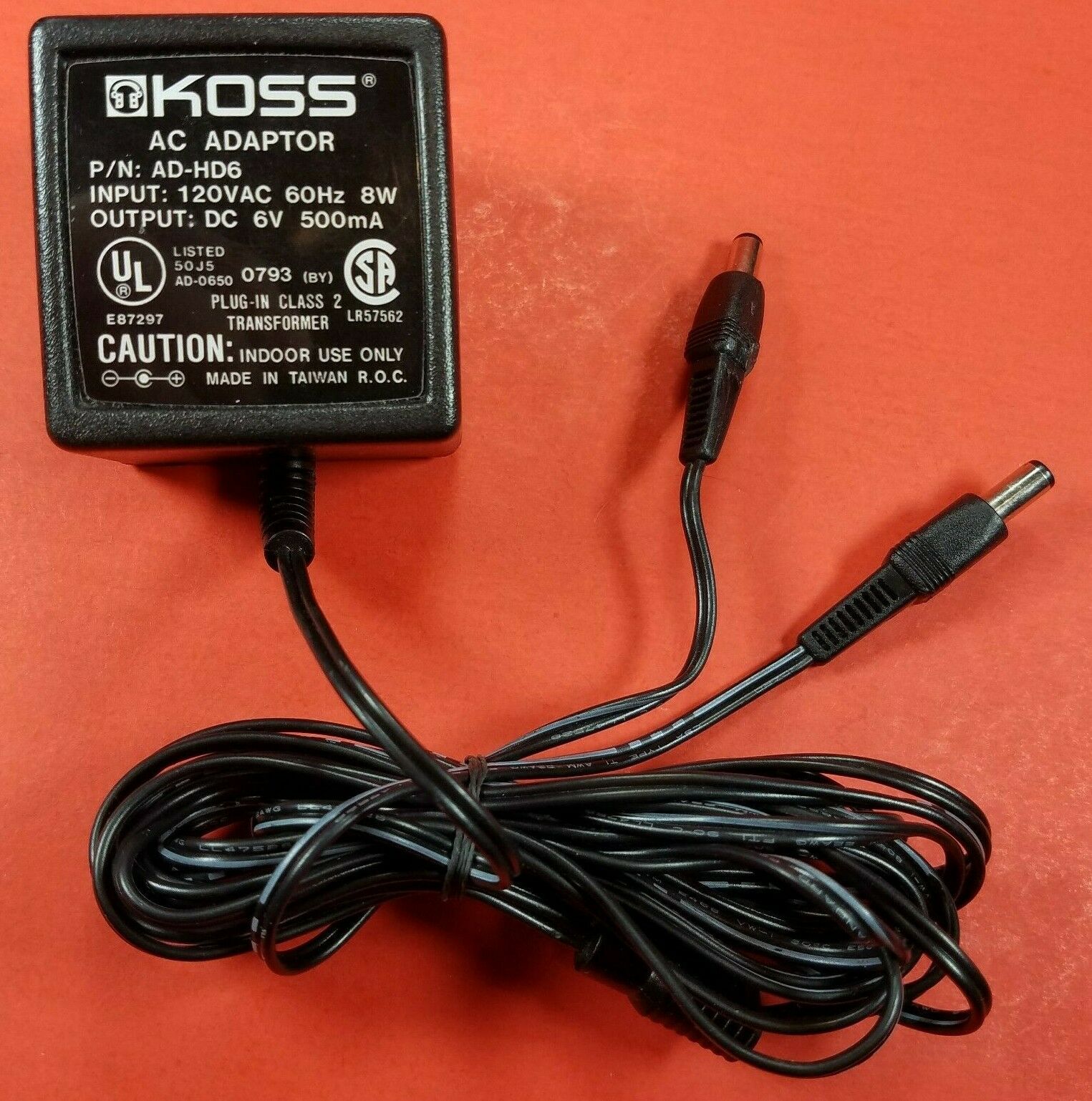 Genuine KOSS AD-HD6 Power Supply Adaptor Dual Output 6V 500mA OEM AC/DC Adapter C