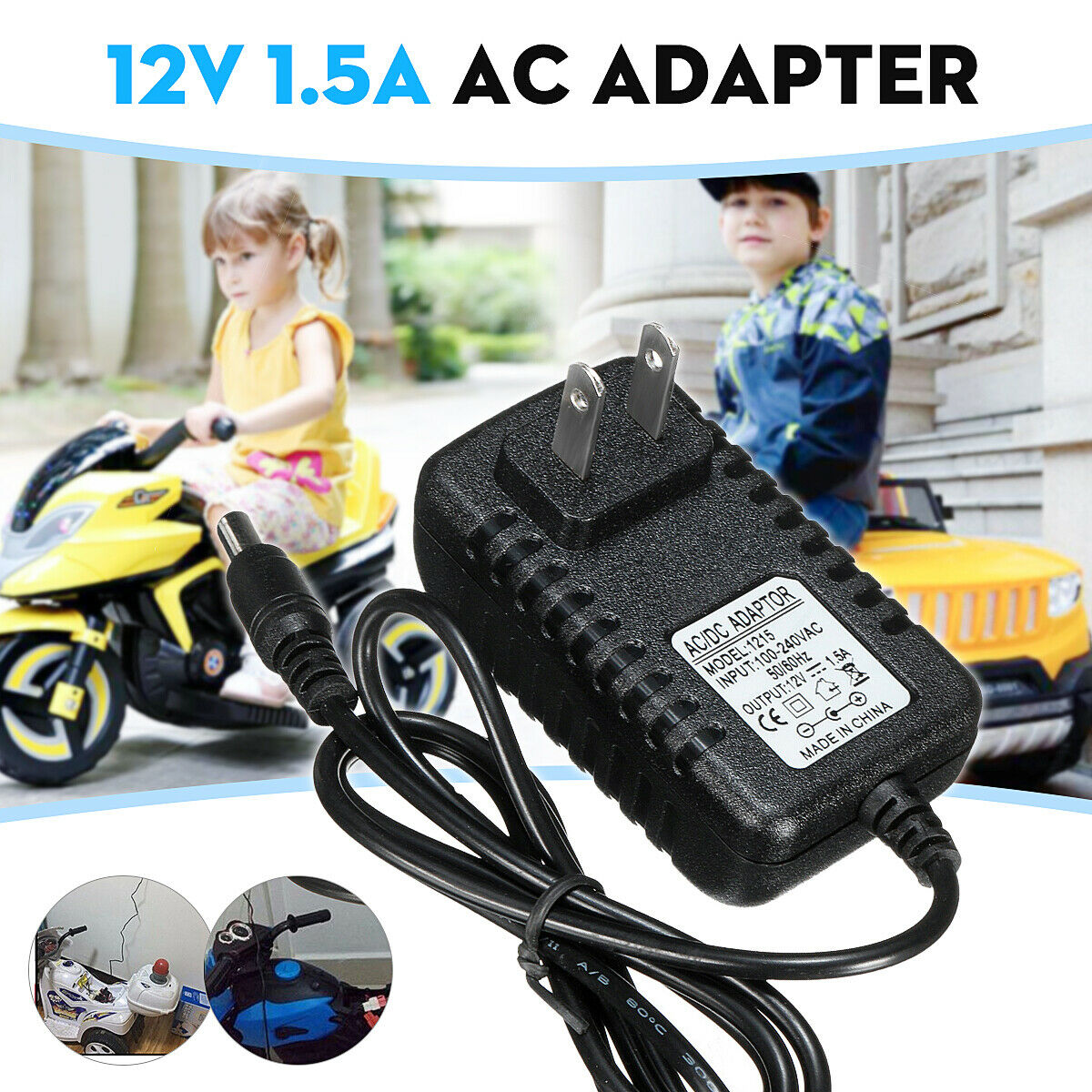 12V 1A Battery Charger Adapter For Kids ATV Quad Ride On Cars Motorcycle Brand: