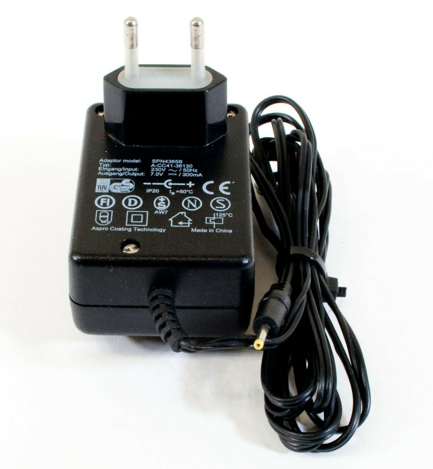 Aspro Coating SPN4365B AC Adapter 7V 300mA Original Power Supply Europlug Output