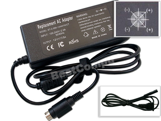 12V 7.5A 4-Pin LI SHIN 0451B1270 LCD TV Monitor Power Supply Cord Charger