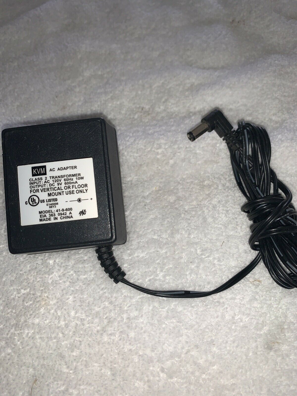 KVM T41-9-600D-4 AC/DC POWER SUPPLY ADAPTER 9V 0.6A UK PLUG Country/Region of Man