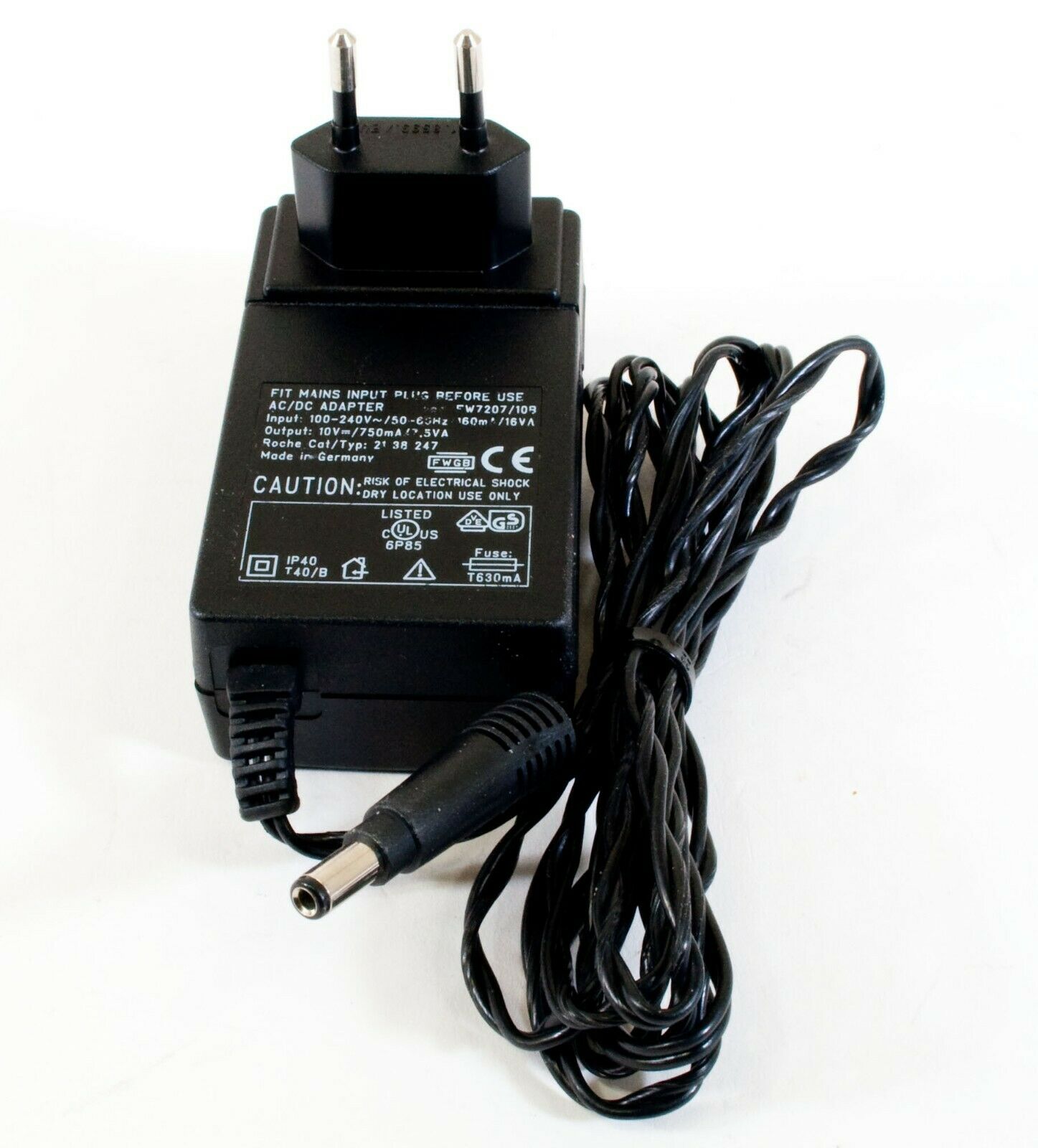 Roche FW7207/10B AC Adapter 10V 750mA Original Power Supply Europlug cosmetic w
