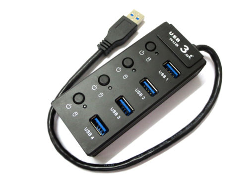USB 3.0 Multiple 4 Port Hub Adapter with Switch For Laptop Table