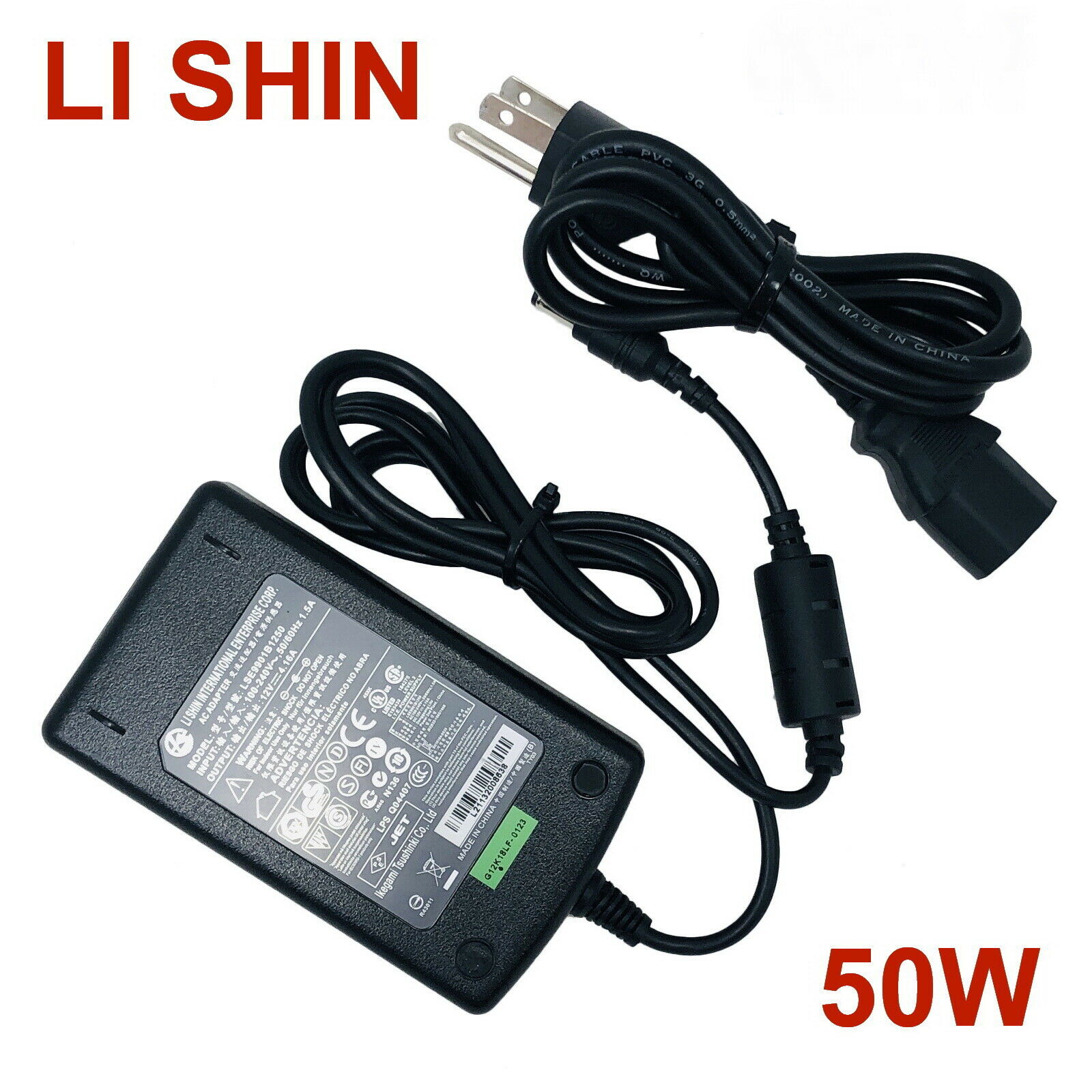 Genuine LI SHIN LSE9901B1250 AC Adapter Power Supply 12V 4.16A 50W W/Cord Compat