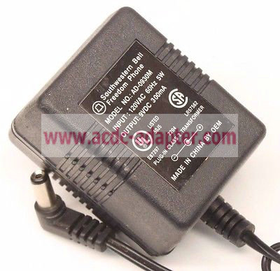 Genuine 9VDC 300mA Southwestern Bell AD-0930M AC DC Power Supply Adapter Charger