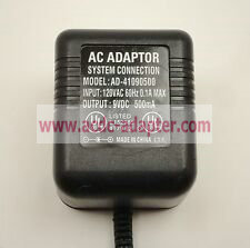 New original SYSTEM CONNECTION 9VDC 500mA AD-41090500 Power supply AC Adapter
