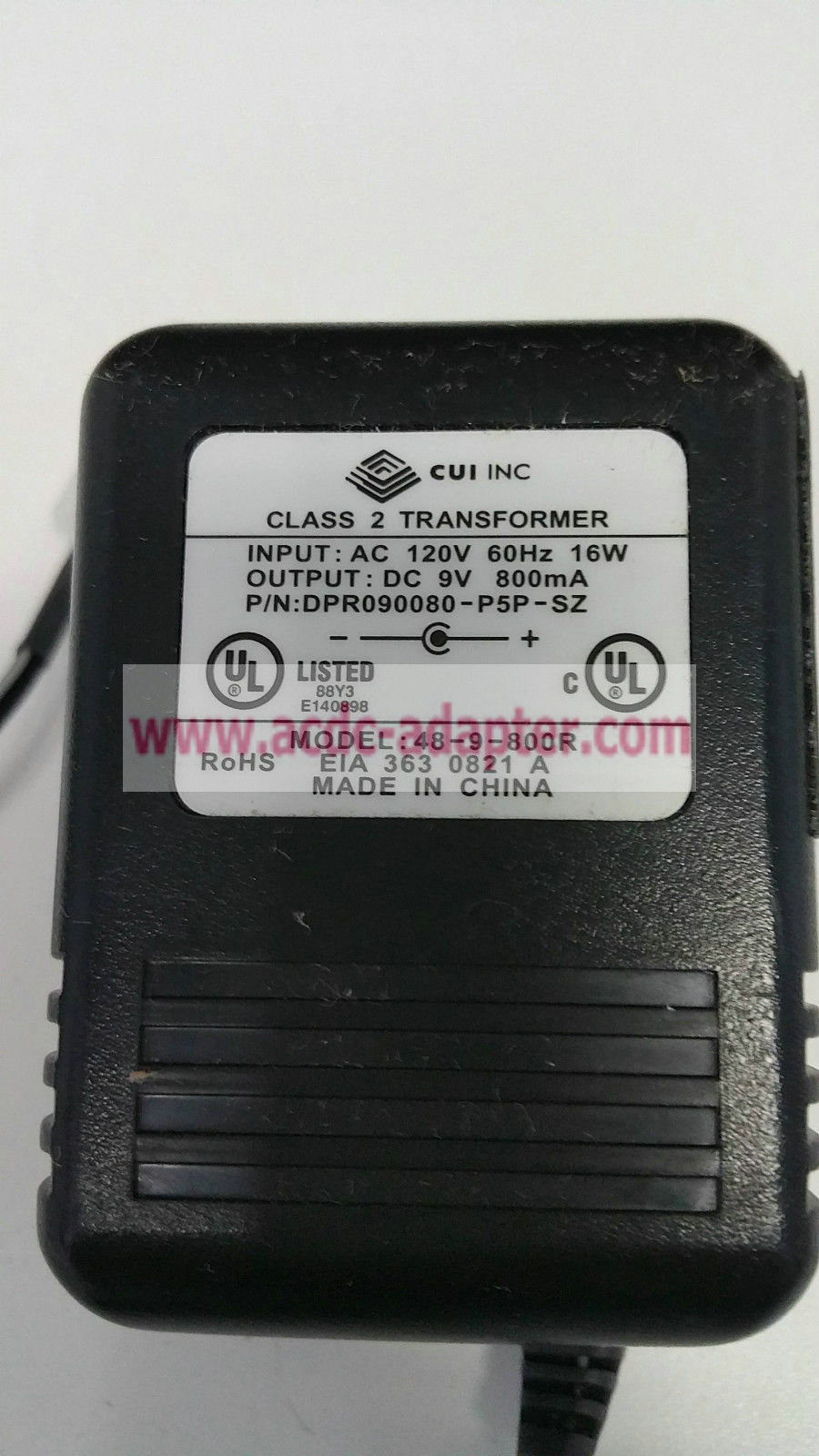 New CUI DPR090080-P5P-SZ 48-9-800R Power Adapter 9VDC 800mA AC ADAPTER
