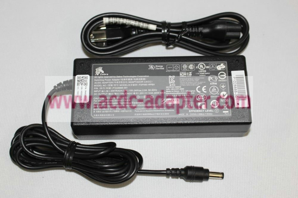 Genuine Zebra P1028888-001 FSP060-RPBA 60W 20V 3.0A AC Power Adapter Charger