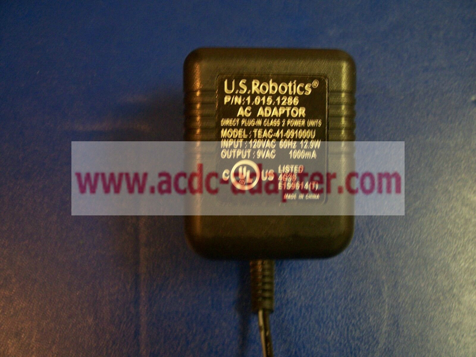 Genuine 9VAC 1000mA 1A 1.015.1286 US Robotics TEAC-41-091000U AC Power Adapter