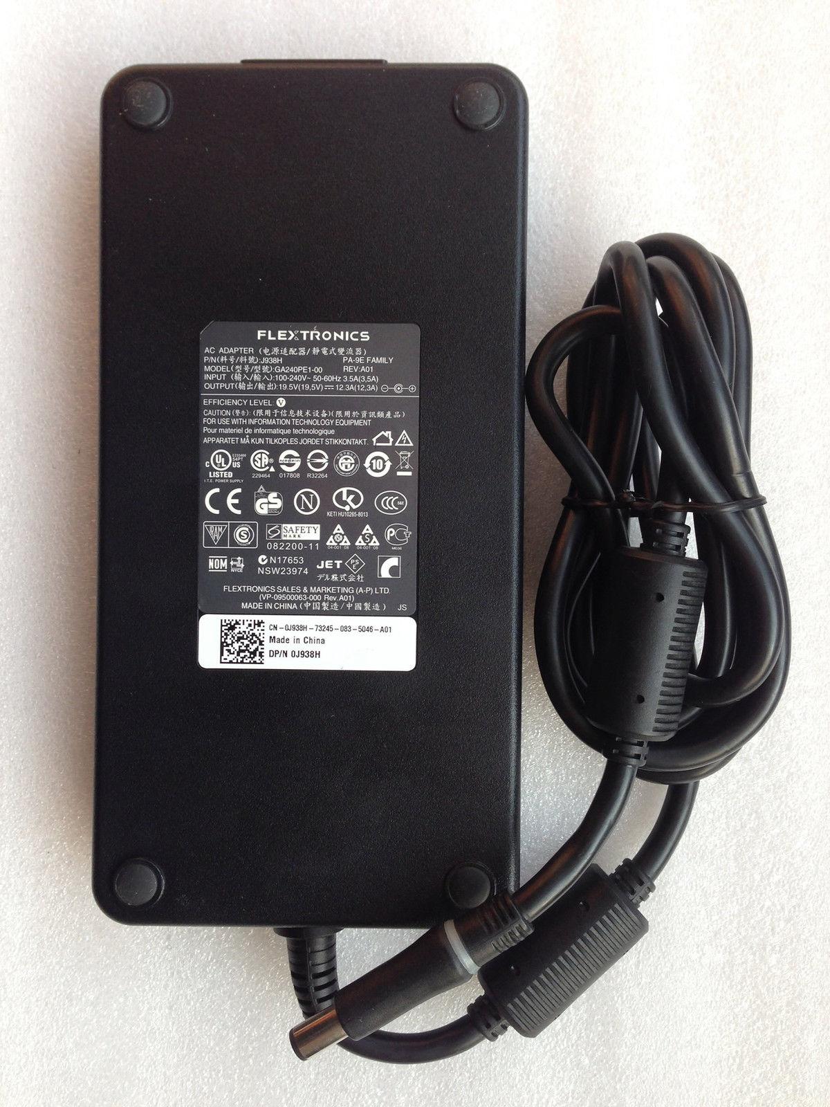 Dell Alienware M18x 19.5V 12.3A 240W Slim AC Power Adapter Suppl