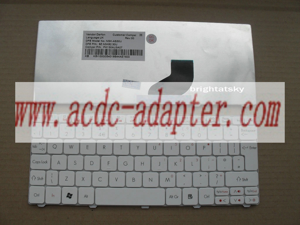 Original New Acer Aspire One PAV70 NAV70 UK Keyboard White
