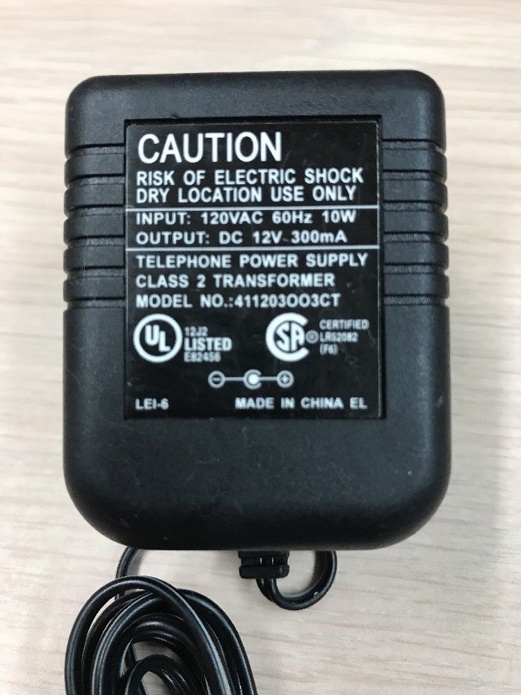 New 12V DC 300mA AC/DC 411203OO3CT Telephone Power Supply Adapter - Click Image to Close