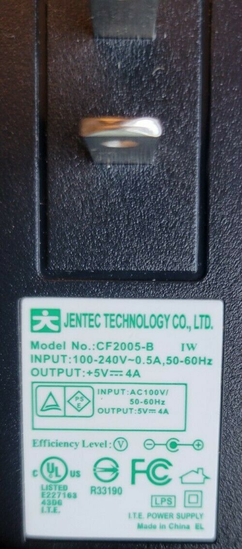 Jentec Technology CF2005-B 5V 4A AC Power Supply Wall Adapter Type: Power Suppl - Click Image to Close