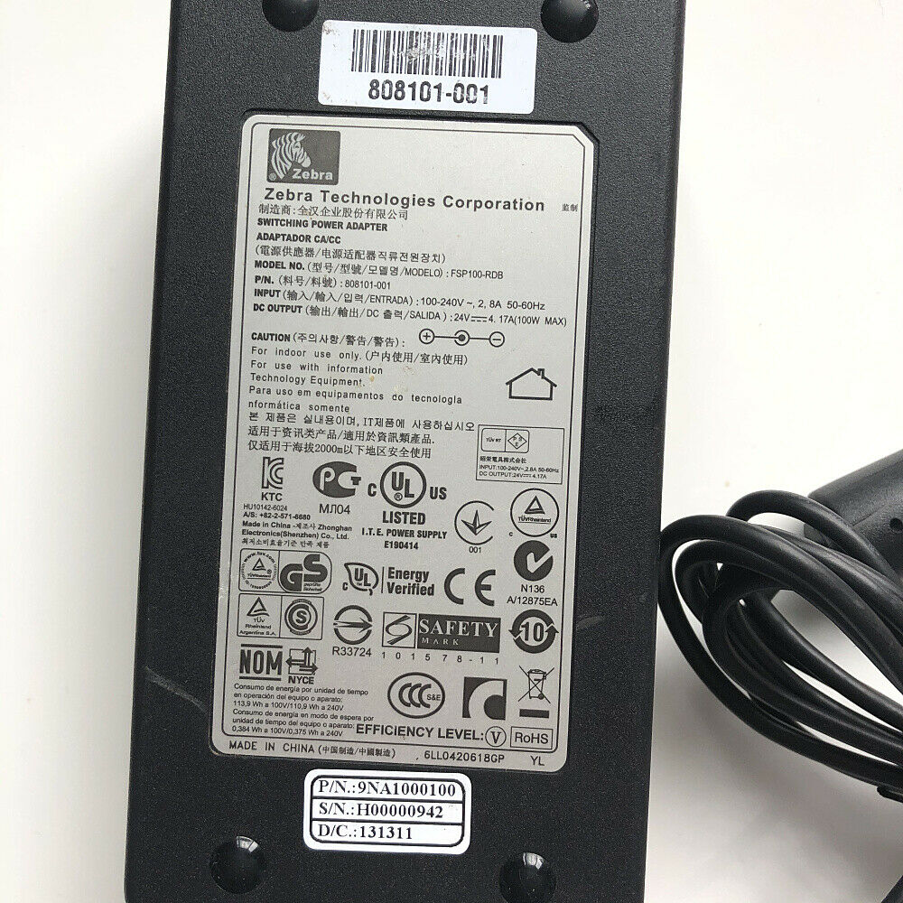 24V 4.17A 100W SWITCHING AC Power Supply Adapter FSP100-RDB For Zebra Connector - Click Image to Close
