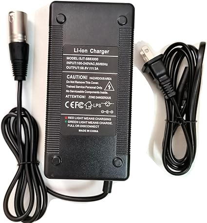[Verified Fit] 52 Volt Electric Charger 3-Pin XLR, for Juiced CrossCurrent RipCurr