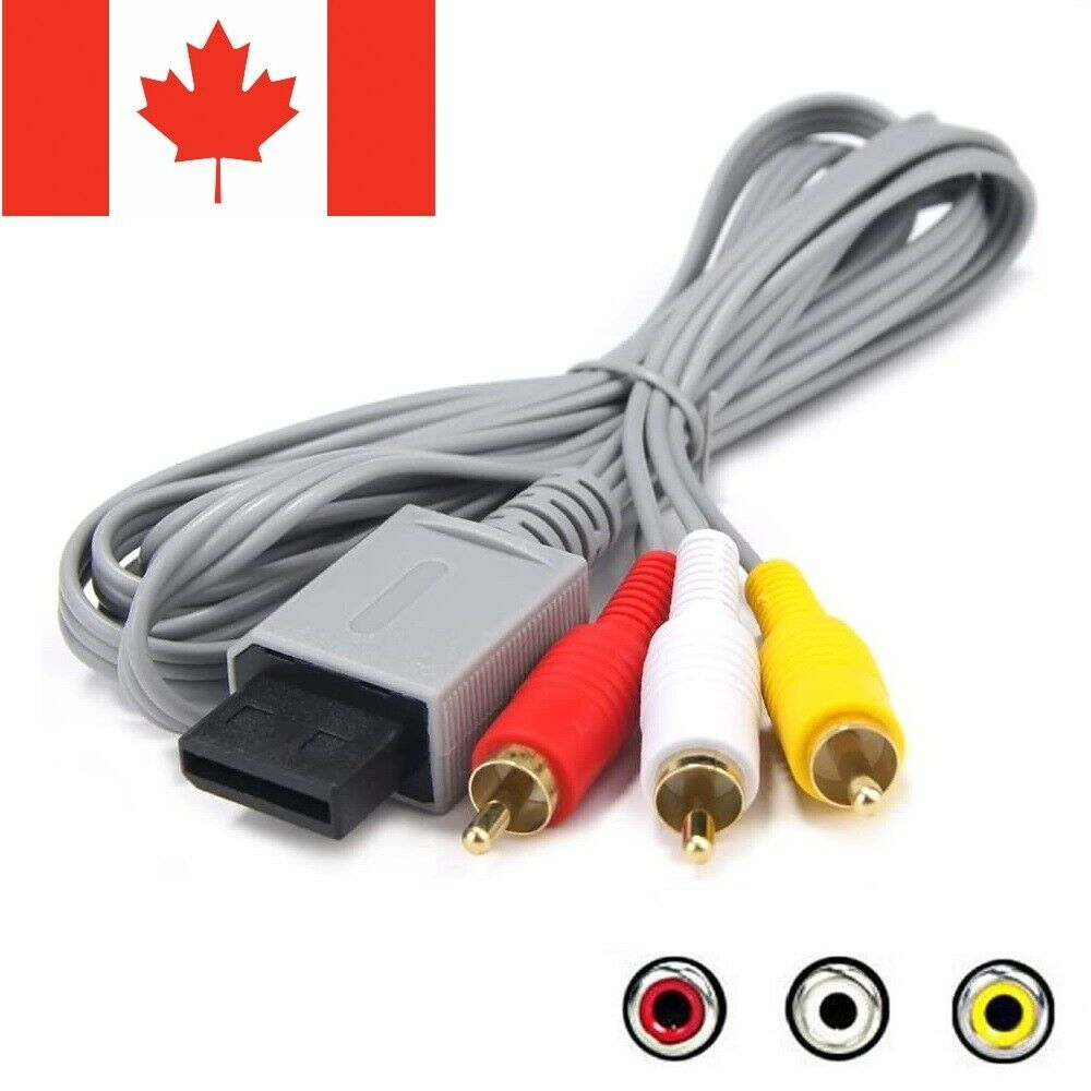 For Nintendo Wii / Wii U Cable - RCA AV Composite Cord Adapter Audio Video Bran