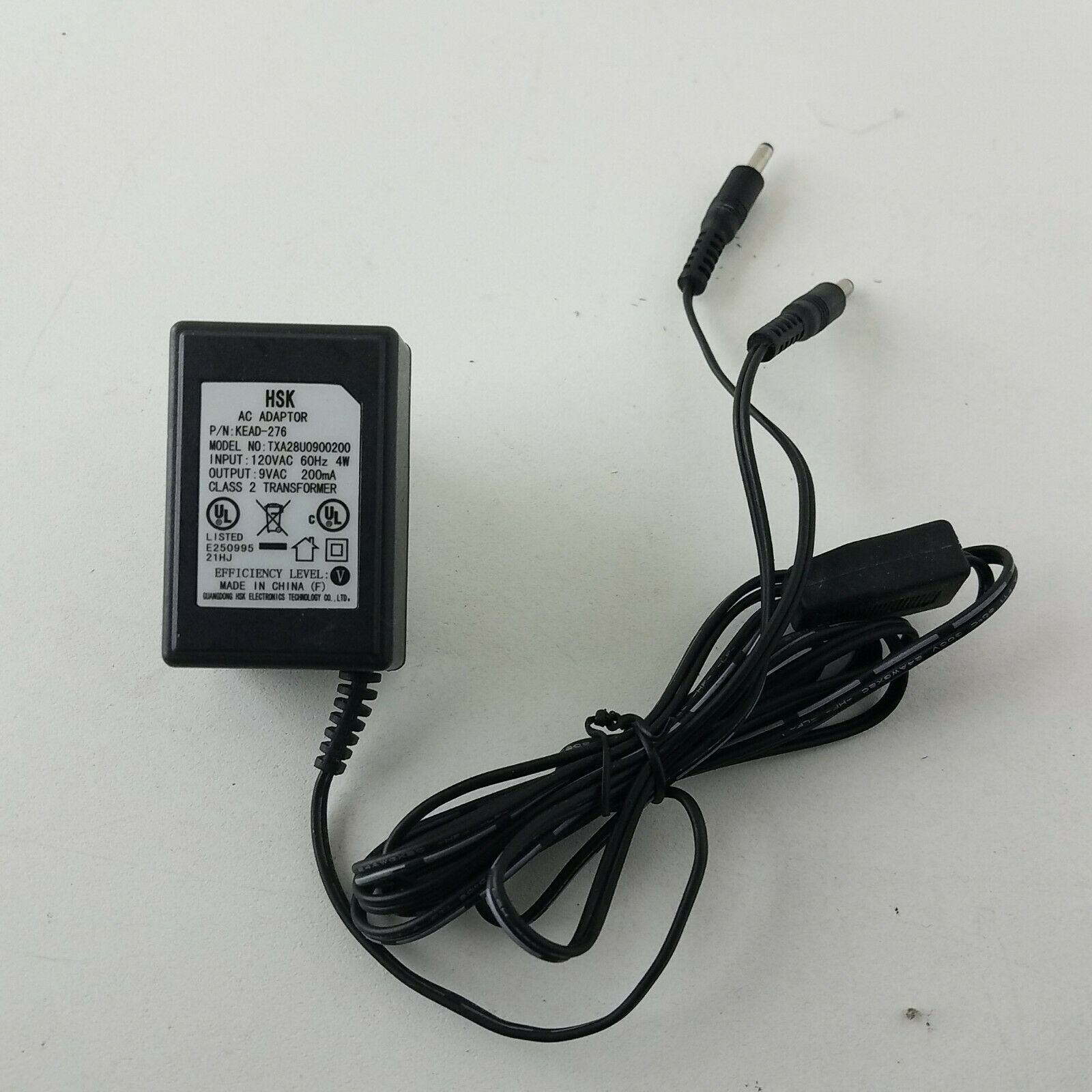 HSK AC Adapter KEAD-276 TXA28U0900200 9 V AC Country/Region of Manufacture: Chin - Click Image to Close