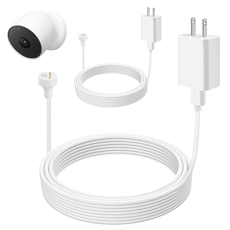 Battery Power Cable with Adapter Only for Google Nest Cam(Battery, 2nd Gen) Outdoo