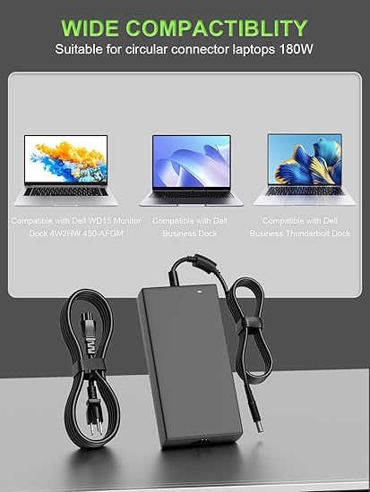 180W 130W Power Adapter Compatible with Dell Dock WD15 WD19 WD19S WD19TB WD22TB4 S