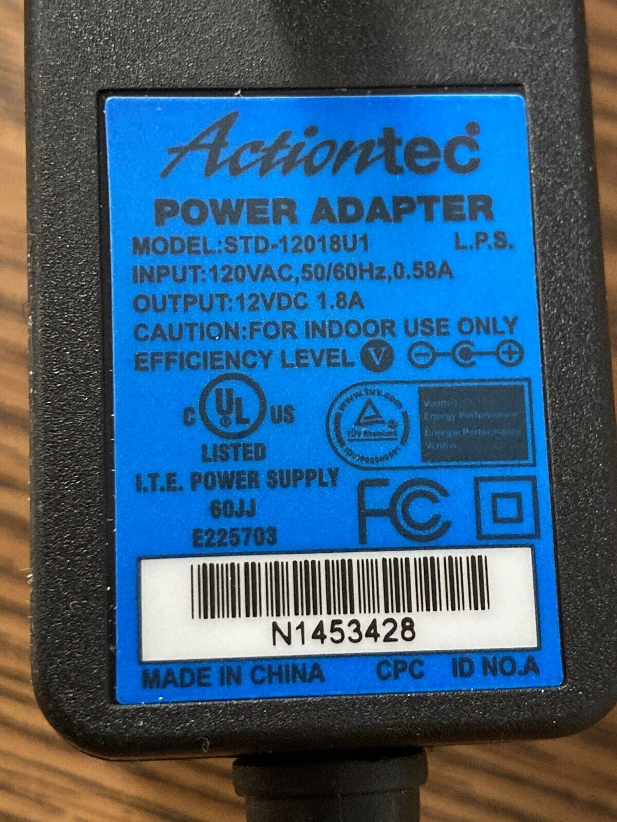 ActionTec Verizon M1424WR Rev 1 Modem Router 12V Power Supply STD-12018U1 Brand:
