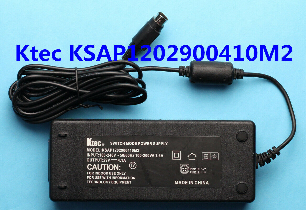AC Adapter Ktec KSAP1202900410M2 29V 4.1A Power Supply Cord Left is positive, righ