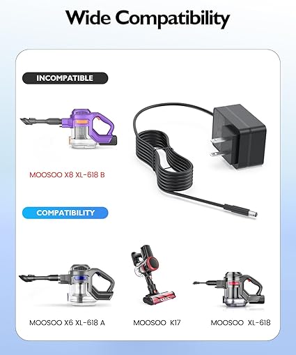 26V Charger Fit for Moosoo Cordless Vacuum - (Fit for XL-618A X6 X6W K17 K17G K17