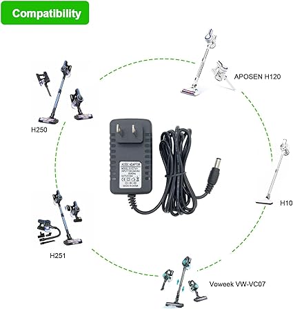 Vacuum Cleaner Charger Compatible with Orfeld, Wlupel, Voweek, 21V-27V Power Adapt