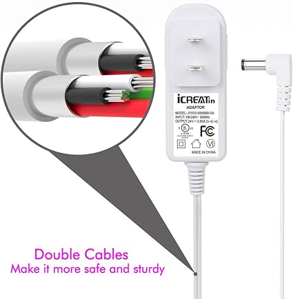 24V Power Cord Adapter, iCreatin 24V 0.65A AC to DC Adaptor Power Supply Replaceme