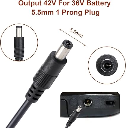 42V Charger Replacement 1 Prong Universal Charger for 36V Lithium Battery Connec