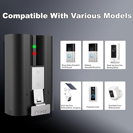 2-Pack Replacement Battery for Ring Doorbell - 7200mAh Rechargeable Camera Batteri
