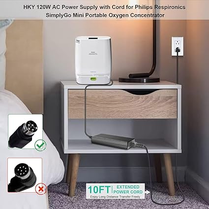 19V 4PIN AC Power Supply for Philips Respironics SimplyGo Mini Portable Oxygen Con