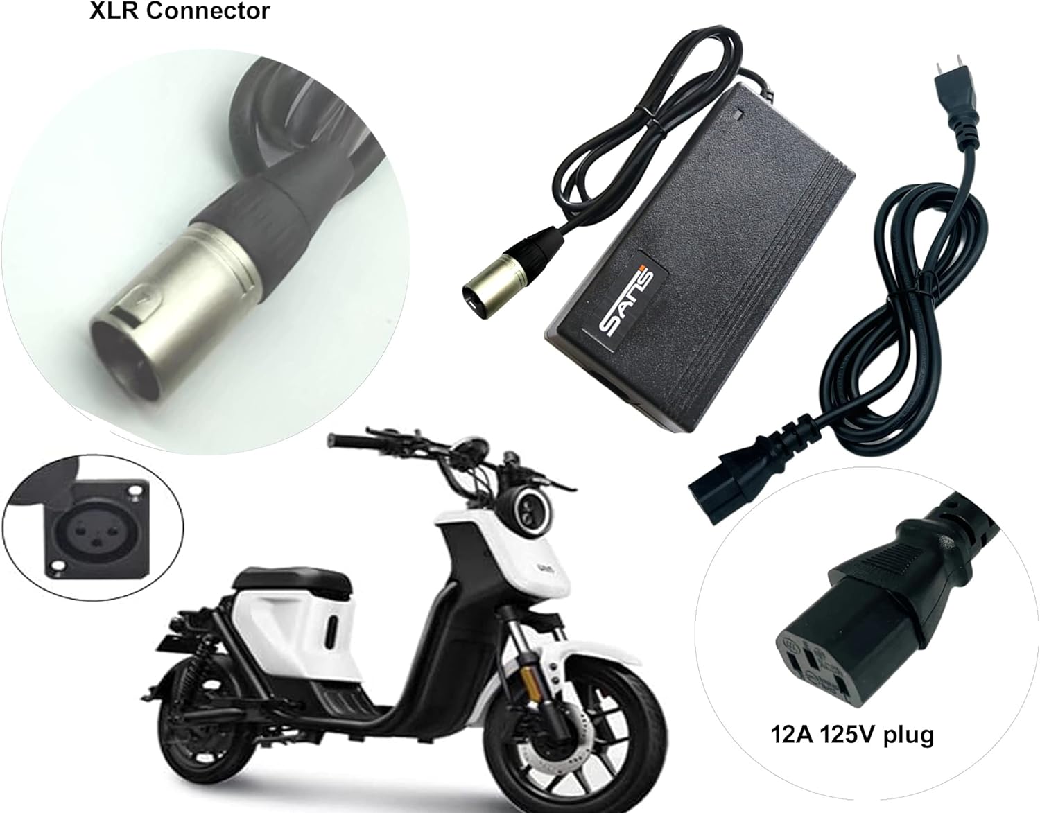 Smart Charger with an Microphone XLR Head for 48V Li-ion Battery Used in E-Bikes a