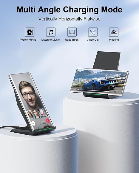 Fast Wireless Charger, [2 Pack] Qi Certified Wireless Charging Stand Compatible i