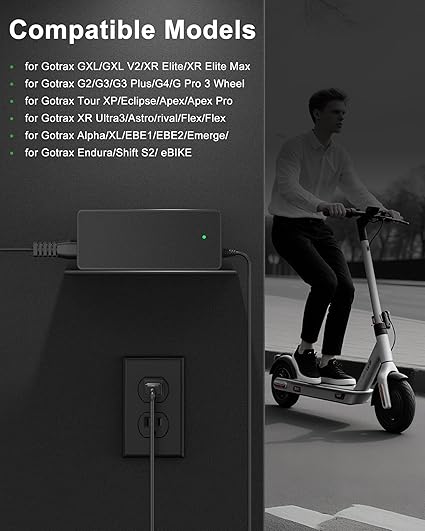 42V 2A for Gotrax Electric Scooter Charger – Compatible with GoTrax GXL V2, Apex,
