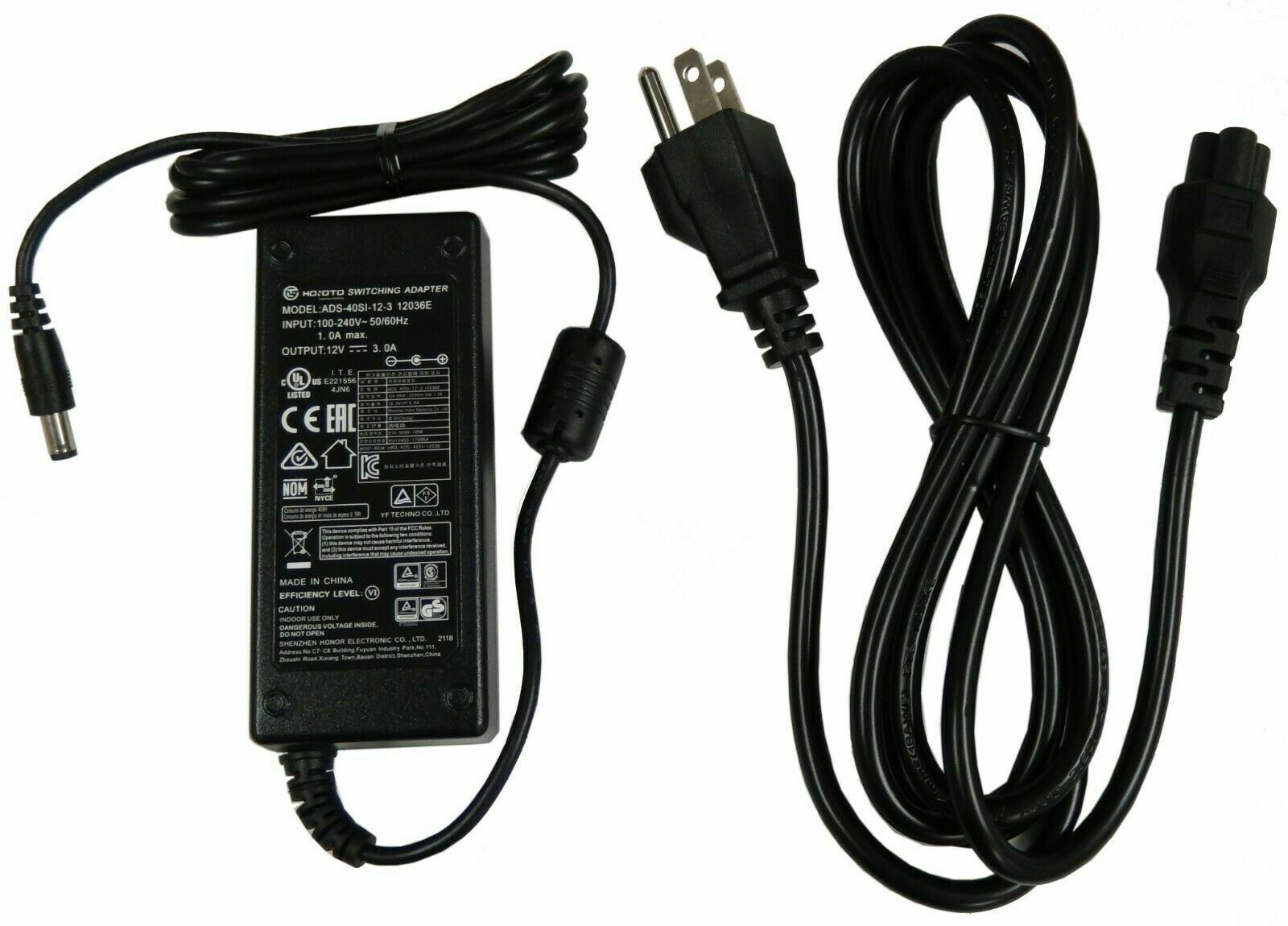 Honoto Switching AC Power Adapter 12V 3A ADS-40SI-12-3 12036E FOR OWL Conference