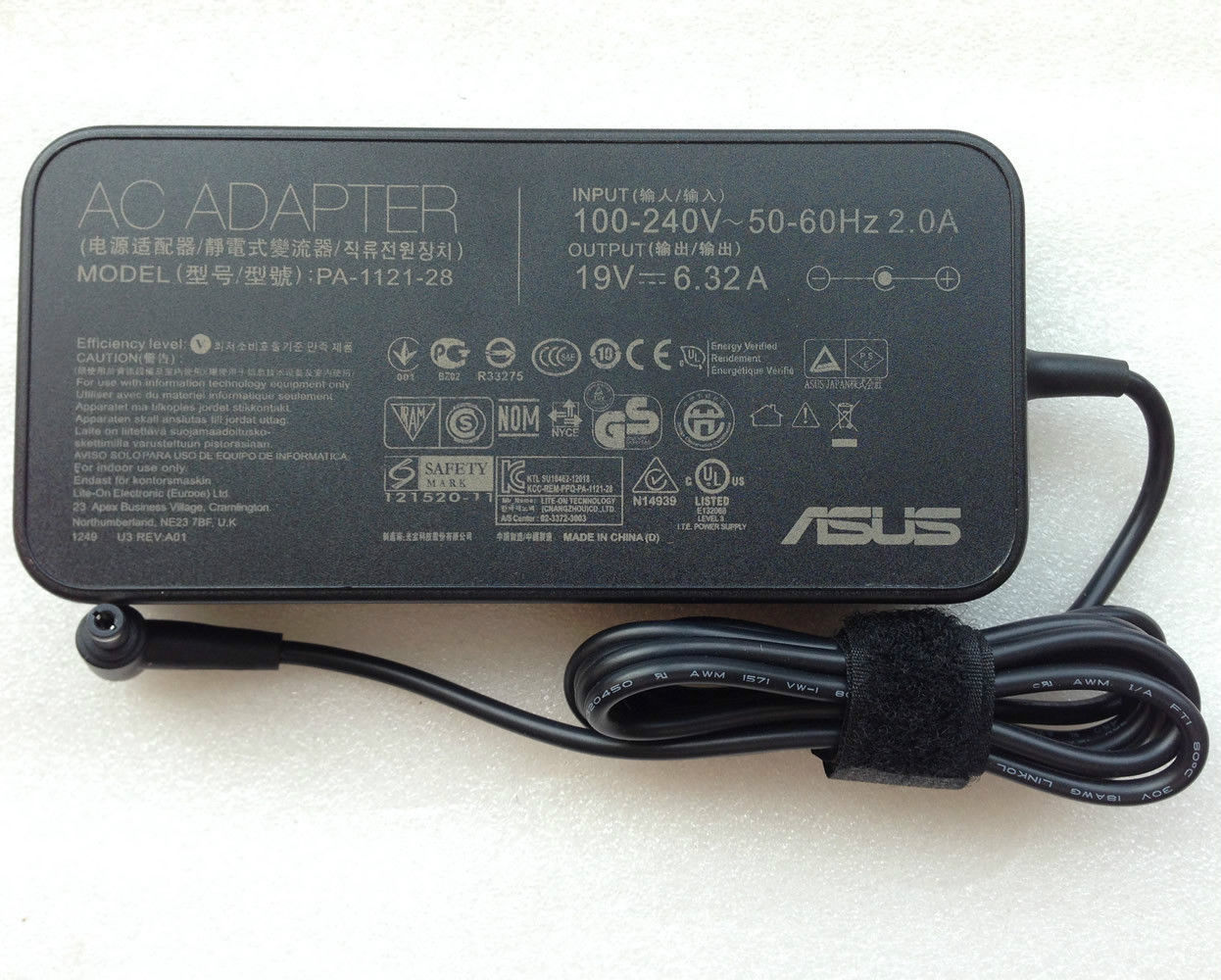 19V 6.32A AC Adapter ASUS G51J A7T N550 Q550 N750 PA-1121-28