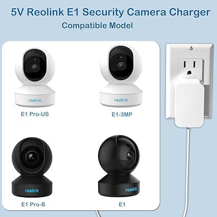 5V Security Camera Charger Replacement for Reolink E1, E1-3MP,E1 Pro-B Indoor Secu