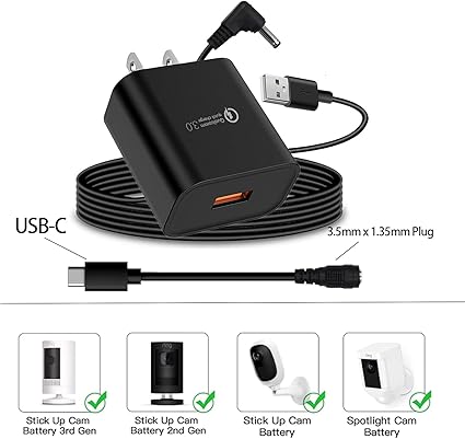 Adapter Cable Compatible with for Ring Stick Up Cam 3rd/2nd Gen (Battery/Plug-in)