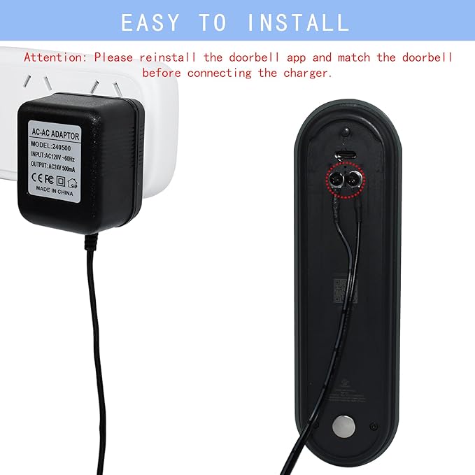 24V Transformer Doorbell Power Adapter Compatible with Google Nest,Wyze,Eufy Video