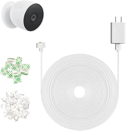 26FT 1 Pack Power Adapter and Cable for Google Nest Cam (Battery) Outdoor or Indoo