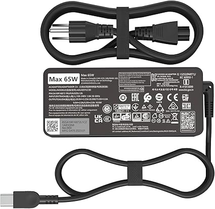 65W USB C Type c AC Charger Compatible with Lenovo ThinkPad E580 E585 E590 E590S E