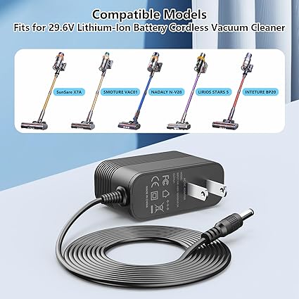 36V Charger for 29.6V Battery Cordless Vacuum Cleaner Replacement for SMOTURE, Sun