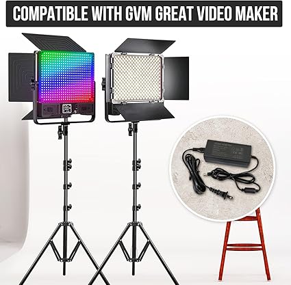 15V DC Power Adapter for GVM LED Video Light Panel, Compatible with 520S 560AS 672