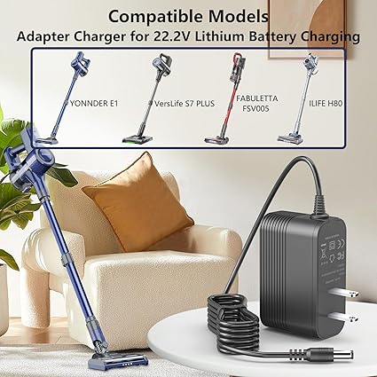 26V Charger for 22.2V Battery Vacuums Compatible with VersLife S7 Plus, YONNDER E1