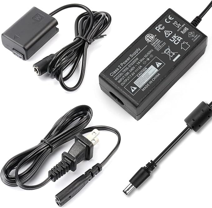 AC PW20 AC Power Supply Adapter NP-FW50 Dummy Battery Coupler kit for Sony Alpha A