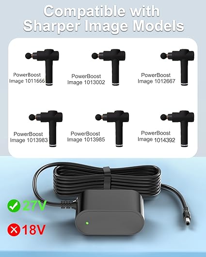 27V Massage Gun Charger for Sharper Image Powerboost 1011666 1013002 1012667 10147