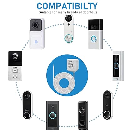 Doorbell Transformer 24V 500MA Doorbell Power Adapter AC110-120V to AC24V, Compati